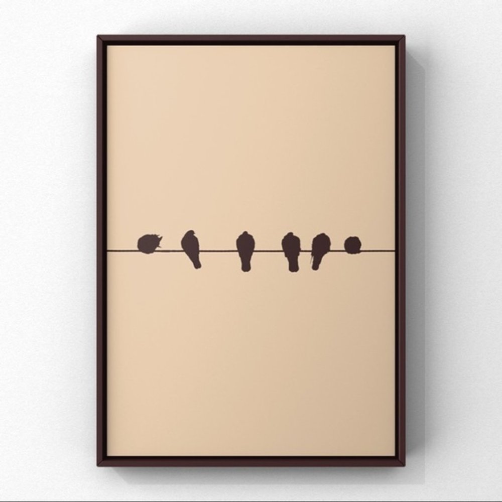 Modern minimalist cute birds abstract wall art